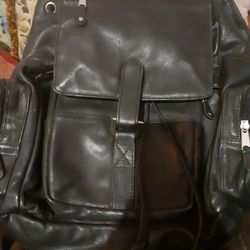 Very Nice All Real Black Leather Carrying backpack 