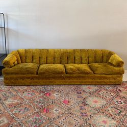Vintage Channel-Back Sofa in Gold/Chartreuse