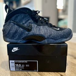 Nike Air Foamposite Pro "Fleece" Men's Basketball Shoes Dark Grey Heather/Black 624041-007 Size 10.5