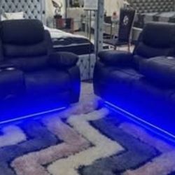 Brand New Byers Market Gel Leather Reclining Sofa & Loveseat Sets with Bluetooth, Speakers, LEDs ➕️