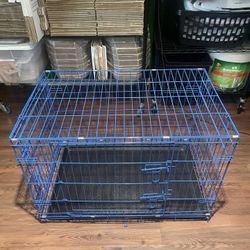 Blue Midsize Folding Dog Crate.