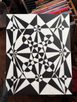 Black and White Geometric Abstract Canvas Painting
