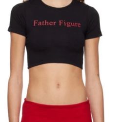 Praying Father figure black red crop top tee XS