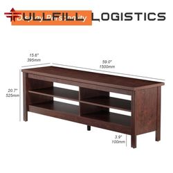 TV Stand for 65 Inch TV Entertainment Center Wood TV Console Table with 4 Open Shelves for Living Room, Brown 60 inch