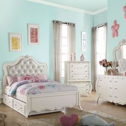 Brand New White Pearl  Princess Bed