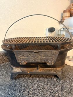 Vintage Lodge Wildlife Series Cast Iron Sportsman Grill RARE Complete