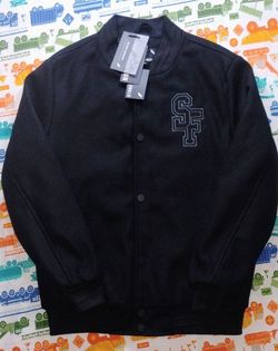 Stone Falcon, Men's Black Bomber Varsity Jacket, Size: M