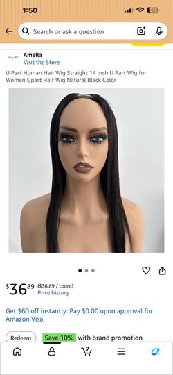 14in U Part Human Hair Wig