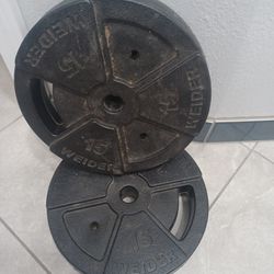 Two 15lb weider Plate & Two 10lb Weider Plates
