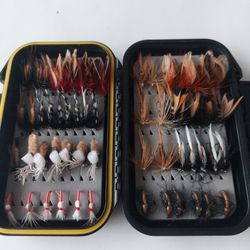 Trout Salmon Fly Fishing Flies Assortment Of 60pcs With Tackle Box 