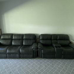 Leather Set Of Sofa&Loveseat