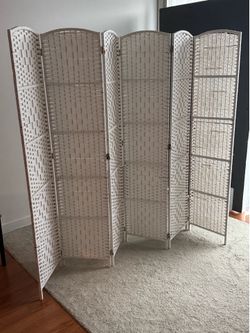 Privacy Screen 6 Panel Partition Temporary Wall Separation for Private, White
