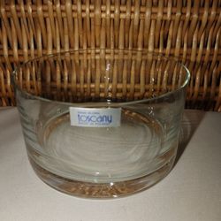 ROUND HAND BLOWN GLASS TOSCANY PILLAR CANDLE HOLDER