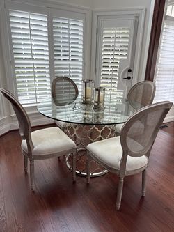 42” Ethan Allen Dining Table + Restoration Hardware Chairs