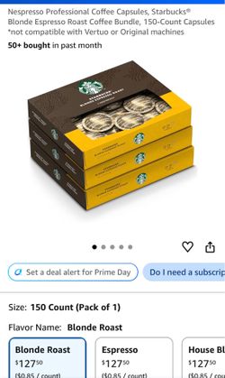 Nespresso Professional Coffee Capsules, Starbucks® Blonde Espresso Roast Coffee Bundle, 150-Count Capsules