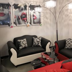 New Sofa and loveseat red/black OR White/black 🎉we finance just $39 down payment 