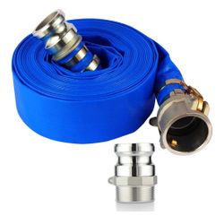 Heavy-Duty Pool Backwash Hose,1-1/2 inchx50Ft Professional Reinforced Leakproof Design with Aluminum Camlock C/E Fittings,Type 1.5Inch F Fitting