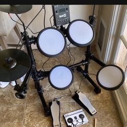 RRockJam DDMESH500, 8 Piece Electronic Mesh Head, Easy Assemble Rack and Drum Module Including 30 Kits Set