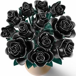 Black Rose Building Blocks Set for Kids, 634PCS Flower Bouquet Brick Toy, Romantic Gift for Girls, Women, Valentine's Day, Birthday, Mother's Day, Hal