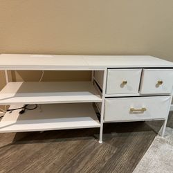 ‏White Storage Console Table
