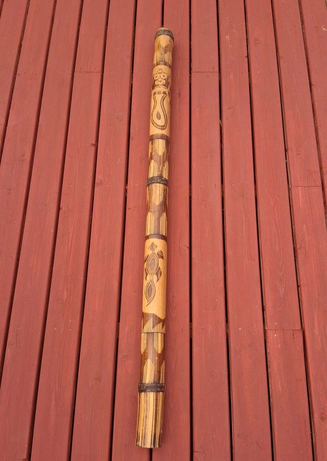 Bamboo Australian Aboriginal Didgeridoo 47" Long Hand Carved Tribal Turtle Decor Woodwind Instrument