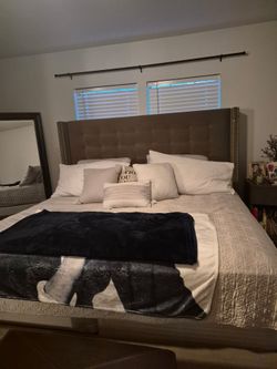 Kink size bed - frame, mattress, and headboard