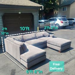 Free Delivery | Gray Costco 2 Piece Sectional Sofa/ Couch