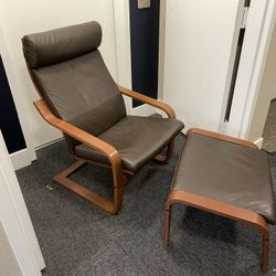 Leather Poang Armchair And Ottoman 