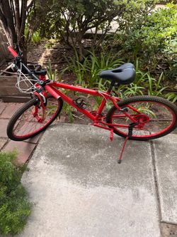Red Mountain Bike with Knobby Tires