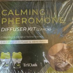 CALMING PHEROMONE DIFFUSER KIT (2 PACK) Creating a blissful feline haven. 2 in 1 Plug-in Diffuser & 48ml Refill