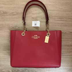 NWT Coach Red Leather Cammie Tote