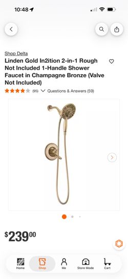 Delta Linden Gold In2ition 2-in-1 Rough Not Included 1-Handle Shower Faucet in Champagne Bronze (Valve Not Included)