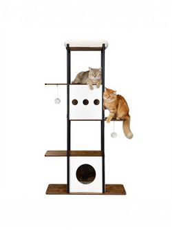 Modern cat tree — scratching posts — removable and washable cushions — large platforms