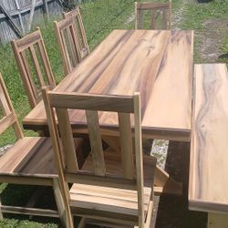Handmade Mineral Poplar Dining Room Set