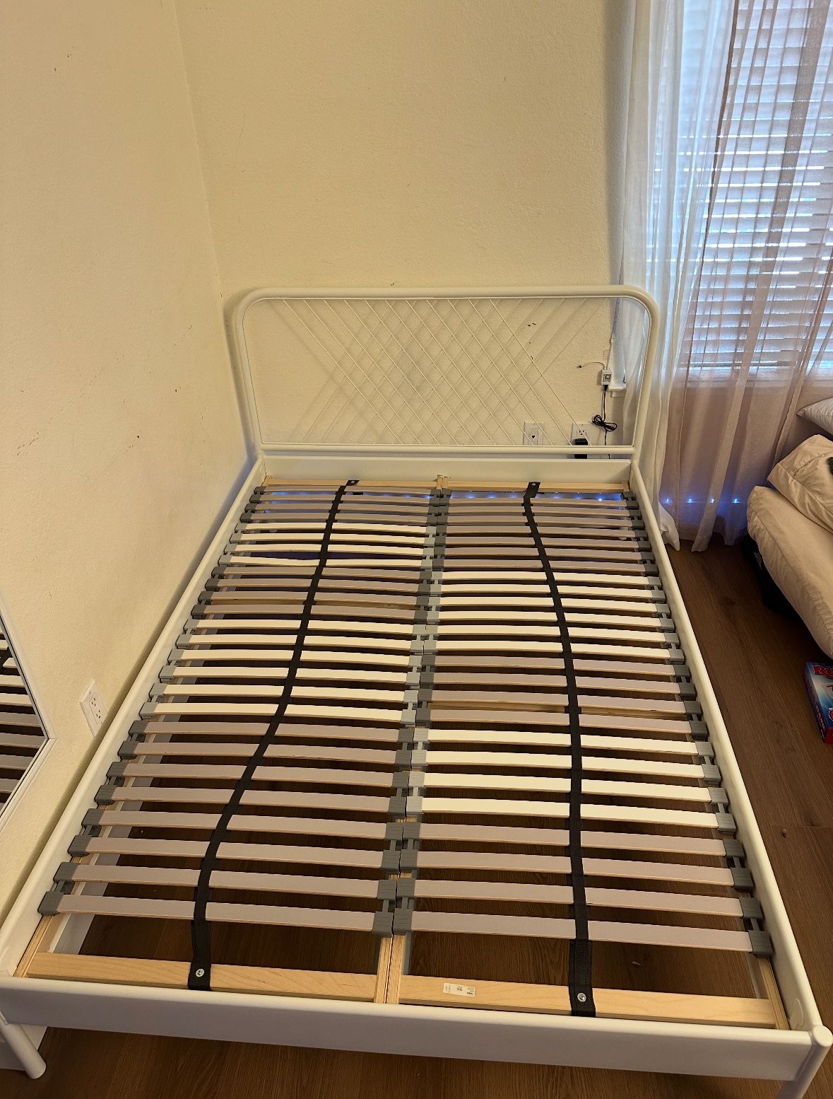 Metal white full size bed frame