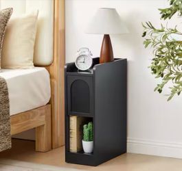 Modern Black Arched Nightstand w/ Drawer & Shelf