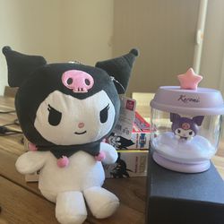 Sanrio Kuromi Plushy And Kuromi Cloud Night Light + Hello Kitty Bp