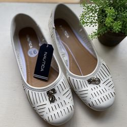 NWT Nautica Womens Size 9.5 White Ballet Comfort Flats Shoes
