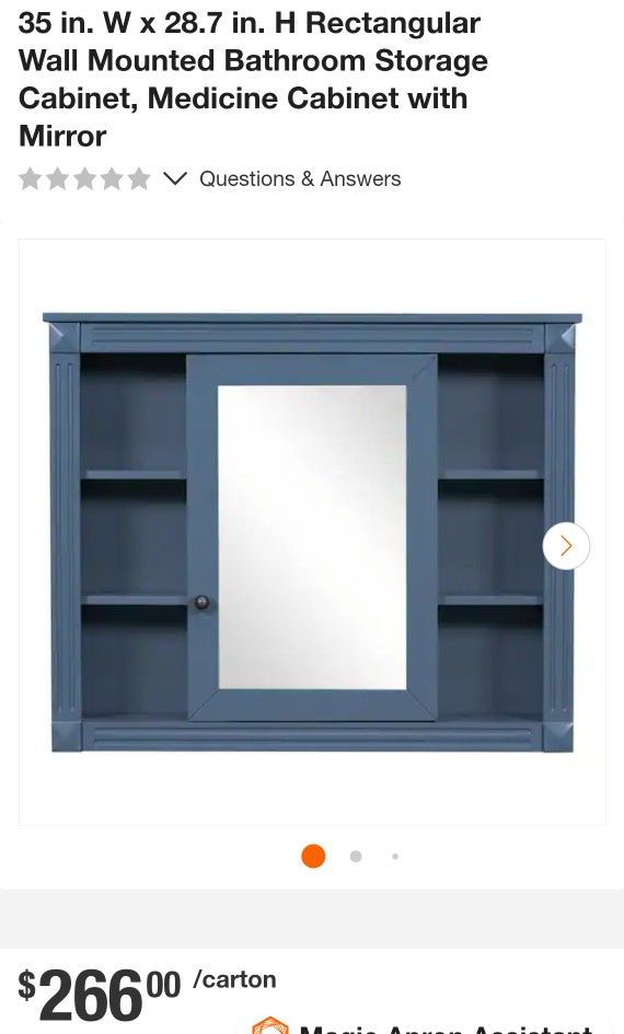 35 in. W x 28.7 in. H Rectangular Wall Mounted Bathroom Storage Cabinet, Medicine Cabinet with Mirror