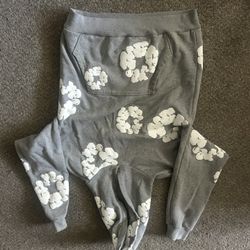 Grey denim tear hoodie