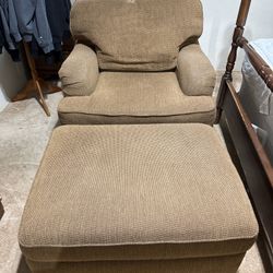 Comfy Oversized Armchair with Matching Ottoman
