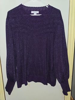 Liz Claiborne Purple Metallic Knit Sweater Size 2X