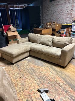 Beige Microsuede Sectional Sofa with Chaise