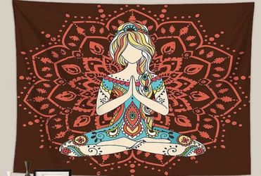 Shower Curtain Yoga Art NEW 