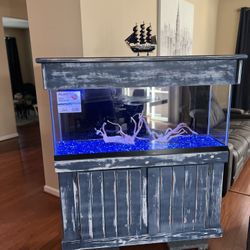 Custom Distressed 55-Gallon Aquarium & Stand/Canopy – One of a Kind!