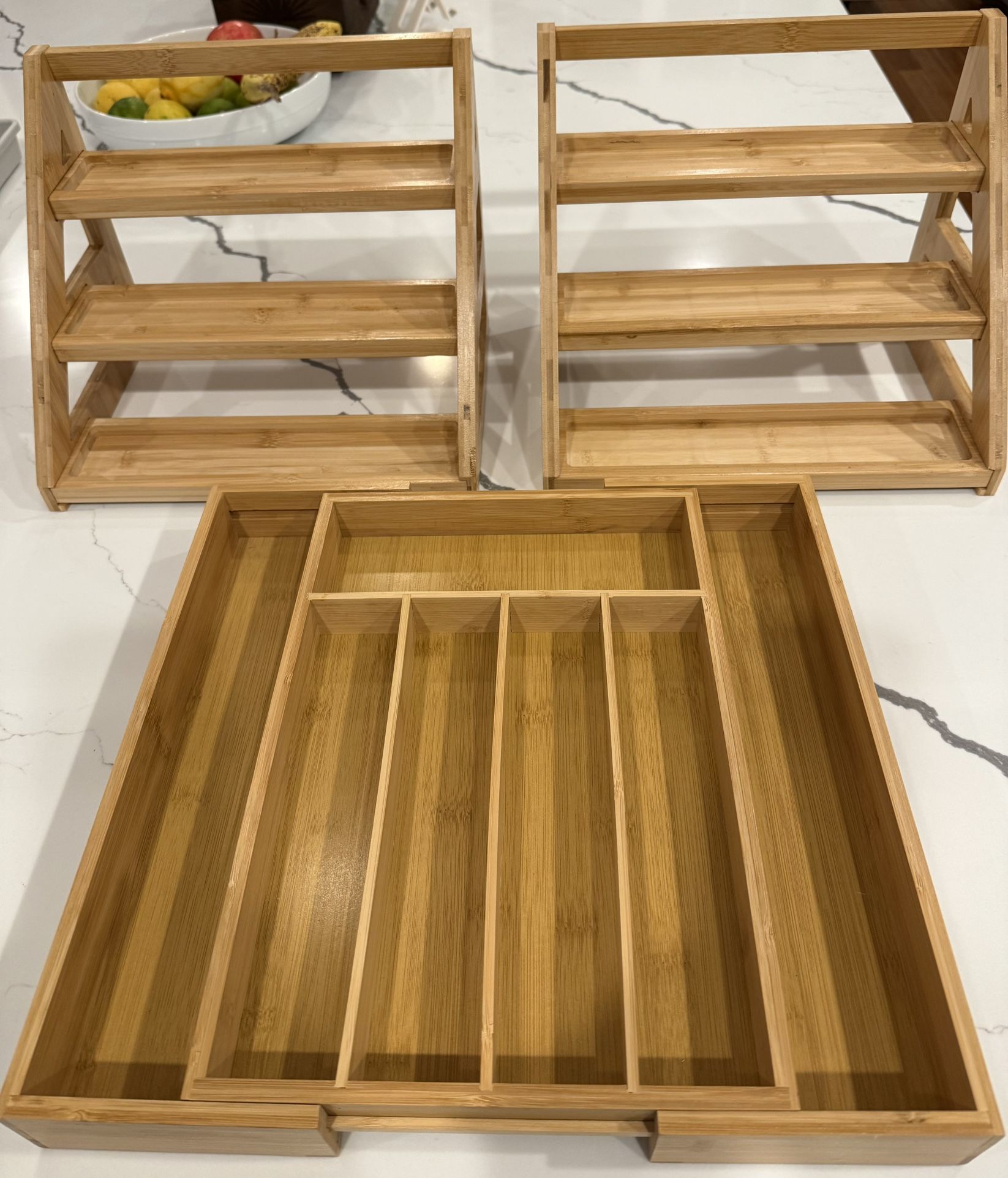 Ultimate Kitchen Organization Bundle - Bamboo Spice Racks And Utensil Organizer