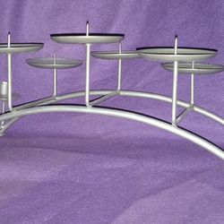 10 Light Powder Coated Steel Fireplace Candle Holder It's A Gun Metal Gray
