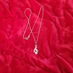 Sterling Silver Chain With Music Note Charm