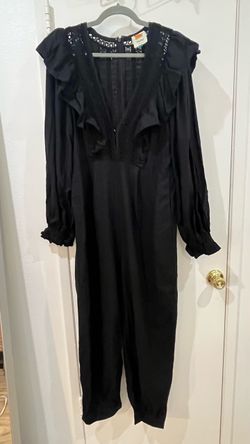 Farm Rio Black Lace Ruffle Jumpsuit