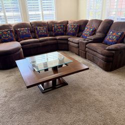 Beck’s Furniture:(1) Reclining Sectional, (2) Glass Coffee Table (3) The Package Deal for sectional & coffee table